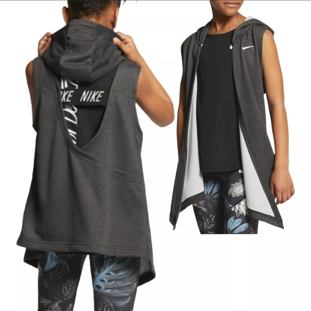 Nike Girls Large Black Studio Hooded Training Vest